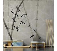 WLLDDDIU Chinese Style Bamboo Ink Painting Wallpaper Minimalist Black Grey Self Adhesive Wallpaper Peel and Stick Removable Wall Stickers for Bedrooms Study Home Decor 365X254Cm(144X100inch)