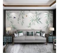 WLLDDDIU Chinese Style Wall Sticker Classical Bamboo Leaves Bird Mural Vinyl Large Self Adhesive Wallpaper Peel and Stick Decor for Dining Room Living Space Partition Art Wallcovering 294X210Cm(116X