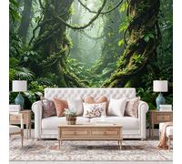 WLLDDDIU Green Tropical Rainforest Wallpaper, 3D Panoramic Custom Self Adhesive Wallpaper Mural Peel and Stick Waterproof Nature Greenery Vinyl Wrap for Living Room Bedroom Feature Wall 280×180Cm(1