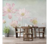 WLLDDDIU Large Self Adhesive Wallpaper, Chinese Style Hand Painted Lotus Art Wallcovering Non Woven 3D Wallpaper Roll Mural Silk Like Wall Stickers Home Decor for Living Room Bedroom 243X167Cm(96X66