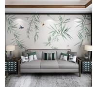 WLLDDDIU Large Self Adhesive Wallpaper, Classical Chinese Style Bamboo Birds Art Wallcovering Peel and Stick Removable Wall Sticker Mural Vinyl for Bedroom Office Home Decor 343X256Cm(135X101inch)
