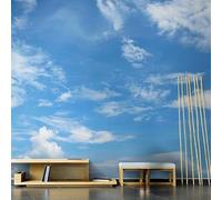 WLLDDDIU Large Self Adhesive Wallpaper, Modern Blue Sky and White Clouds Landscape Mural Peel and Stick Detachable Contact Paper Wall Stickers for Tv Background Wall Home Decor 441X315Cm(173X124inch