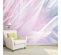 WLLDDDIU Large Self Adhesive Wallpaper, Nordic Aesthetic Gradient Color Feather Art Wallcovering Peel and Stick Non Woven 3D Wallpaper Roll Mural for Girls Bedroom Living Room Home Decor 441X315Cm(1