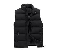 WLLDDDIU Men'S Quilted Puffer Vest Stand Collar Sleeveless Jacket Lightweight Body Warmer Padded Gilet with Zipper Pockets Casual Outdoor Windproof Outerwear Gilets Black S