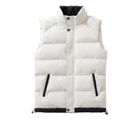 WLLDDDIU Men'S Stand Collar Quilted Vest with Front Zip Jacket Outdoor Windproof Water Repellent Vest Sleeveless Vest Waistcoat Cotton Padded Gilets Bodywarmer For Men Teens,White,L