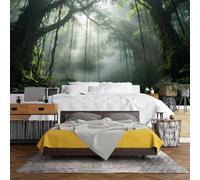 WLLDDDIU Misty Rainforest Wall Mural, 3D Panoramic Self Adhesive Wallpaper Mural Peel and Stick Waterproof Removable Vinyl Wall Covering for Bedroom Hallway Lounge Home Decor 343X256Cm(135X101inch)