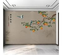 WLLDDDIU Modern Chinese Style Wallpaper Everything Goes Well Persimmon Tree Painting Decoration Large Self Adhesive Mural Removable Art Wallcovering for Living Room Bedroom Wall Decor 208X146Cm(81X5