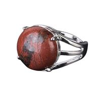 WLLDDDIU Natural Big Red Jasper Ring Crystal Round Ring Adjustable Women'S Open Stone Rings Reiki Balance Ankle Finger Rings Eternity Ring For Women Girl Men