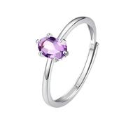 WLLDDDIU Natural Gemstone Topaz/Amethyst/Citrine/Peridot/Ruby Solitaire Engagement Ring for Women Birthstone Anniversary 925 Sterling Silver Promise Band for Her Amethyst