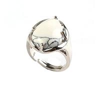 WLLDDDIU Natural White Howlite Ring Crystal Water Drop Ring Adjustable Women'S Open Stone Band Reiki Balance Ankle Finger Circlet Eternity Band For Women Girl Men