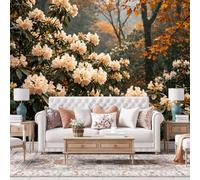 WLLDDDIU Peel and Stick Removable Vinyl Wall Mural, 3D Panoramic Golden Autumn Floral Botanical Wallpaper, Large Photo Wallpaper Mural for Cottage Style Lounge Bedroom Feature Wall 365X254Cm(144X100