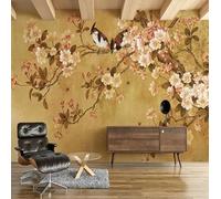 WLLDDDIU Peel and Stick Wallpaper, Vintage Cherry Blossom Bird Removable Self Adhesive Wall Mural Traditional Chinese Floral Art Decor for Home Office Living Room Bedroom 200×140Cm(79×55inch)