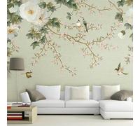 WLLDDDIU Peel and Stick Wallpaper, Vintage Watercolor Peony Bird Botanical Wallpaper Removable Self Adhesive Wall Mural Home Decor for Living Room Bedroom 121X91Cm(48X36inch)