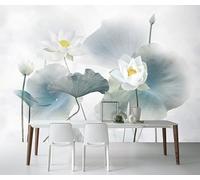 WLLDDDIU Peel and Stick Wallpaper, Watercolor Lotus Lotus Leaves Removable Vinyl Self Adhesive Mural Large Classical Chinese Style Art Wallcoverings for Home Decoration Kitchen 365X254Cm(144X100inch