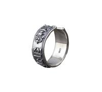 WLLDDDIU Ring Silver 925 Ladies,Women'S 925 Sterling Silver Simple Open Adjustable Rings Retro Six Word Mantra Scripture Thumb Band Tibetan Finger Circlet Jewelry Gift for Daily Wear