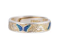 WLLDDDIU Rings Silver,Womens 925 Sterling Silver Open Adjustable Rings Chinese Style Vine Pattern Oil Dripping Butterfly Band Outline in Gold Tibetan Heart Sutra Finger Circlet Jewelry Gift for Her