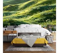 WLLDDDIU Rolling Green Hills Wallpaper, 3D Panoramic Custom Self Adhesive Wallpaper Mural Peel and Stick Waterproof Removable Vinyl Wrap for Living Room Bedroom Kitchen Cabinets 441X315Cm(173X124inc