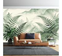 WLLDDDIU Self Adhesive Wall Mural, Sage Green Watercolor Fern Mountain Ink Wash Wallpaper Peel and Stick Waterproof Removable Vinyl Wall Covering for Living Room Sofa Background Wall 280×180Cm(11