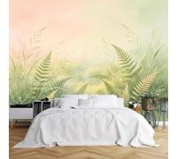 WLLDDDIU Self Adhesive Wall Mural Wallpaper, Soft Gradient Watercolor Wild Grass Floral Wallpaper Peel and Stick Waterproof Removable Vinyl Wall Sticker for Bedroom Living Room Cafe Wall Decor 365X2