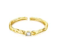 WLLDDDIU Silver Rings For Women 925, 925 Sterling Silver Ring Simple Gold Plated Thin Circle Band With Zircon Open Adjustable Band Jewellery Gifts For Boy Girl Men Womens