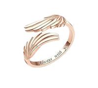 WLLDDDIU Thoughtful Present for Mom, 925 Sterling Silver Angel Wing Ring Adjustable Open Thumb Ring for Women Elegant Memorial Jewelry for Mom Wife on Birthday Anniversary Christmas Rose Gold