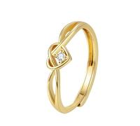 WLLDDDIU Thoughtful Present for Mom, 925 Sterling Silver Heart Knot Ring for Women Cubic Zirconia Twisted Thumb Ring Jewellery for Birthday Anniversary Thanksgiving Gold