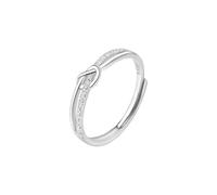 WLLDDDIU Thoughtful Present for Mom, 925 Sterling Silver Knot Ring Adjustable Silver Twist Cubic Zirconia Rings for Women Elegant Promise Band Jewelry for Birthday Anniversary Thanksgiving