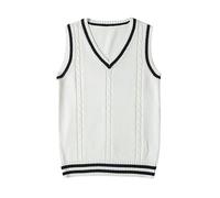 WLLDDDIU Waistcoat Women, Women's Cable Knit Sweater Vest Casual V Neck Sleeveless Knitted Tops Classic Jk Uniform Vest Early Spring Knitted Gilets Y2K Tank Top Waistcoats Preppy Streetwear
