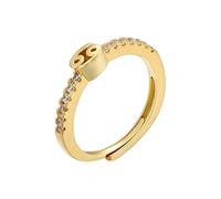 WLLDDDIU Women 925 Sterling Silver 12 Zodiac Rings Open Adjustable Cubic Zirconia Ring Thin Stackable Constellation Astrology Statement Band Jewelry Birthday Gifts Gold Pisces