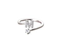 WLLDDDIU Women 925 Sterling Silver initial Letter Rings Adjustable Cubic Zirconia Open Ring A-Z Stackable Alphabet Finger Circlet Jewelry for Eternity Promise Wedding Band Gifts Silver Letter L