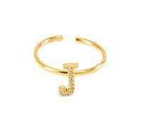 WLLDDDIU Womens 925 Sterling Silver initial Open Adjustable Rings 14K Gold Plated Alphabet Rings with Cubic Zirconia Stackable A-Z Letter Eternity Band Jewelry Gifts for Her Gold Letter W