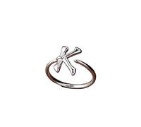 WLLDDDIU Womens 925 Sterling Silver Open Adjustable initial Ring A-Z Letter Stackable Finger Circlet Delicate 26 Alphabet Eternity Rings Jewelry Gifts for Mother Wife Girlfriend Friends Silver Lette