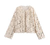 WLLDDDIU Women's Shrugs, Women's Short Feather Sequin Knitted Cardigan Elegant Round Neck Long Sleeve Sparkly Glitter Jackets Sparkly Party Open Front Cardigan Fully Lined Sequin Shrug Bolero for We