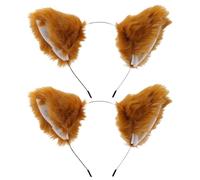 Wlleoaa 2 PCS Fox Ears, Faux Fur Fox Cat Ears Headband, Furry Foxy Ear Headband, Foxy Costume, Cute Head Accessories for Halloween, for Fancy Dress Up Fox Cosplay Halloween Costume Stage Show