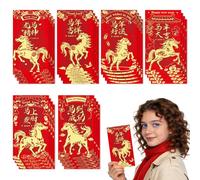 Wlleoaa 24 Pcs Chinese New Year Red Envelopes, Red Envelopes, Lucky Money Envelope for Cash Small Gifts, Reds Pocket Hong Bao Gift, for Spring Festival, Lunar New Year, Weddings, Birthdays, etc