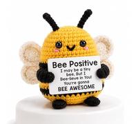 Wlleoaa Positive Bee, Exam Good Luck Gift, Handmade Positive Bee Toy, Emotional Support Positives Potato Crochet Animals, Knitted Bees Doll Creative Office Decor, Affirmation for Friend Easter Gifts
