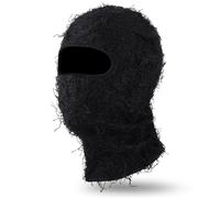 WLLHYF 1 PC Knitted Balaclava Ski Mask Full Face Distressed Beanie Cap Windproof Winter Breathable Warmer Costume Accessories for Men Women Outdoor Sports Cycling (Black)