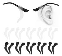 WLLHYF 10 Pairs Silicone Glasses Ear Cushion Grip Keep Glasses from Slipping Soft Comfortable Eyeglass Ear Hook Sleeve Clear Anti Slip Ear Grippers for Sunglasses Reading Glasses(black/white)