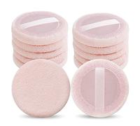 WLLHYF 12PCS Makeup Powder Puffs - Pink Cotton Velour Puffs for Face Powder, Washable