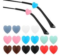 WLLHYF 16 PCS Eyeglass Ear Grip Silicone Soft Comfortable Anti Slip Eyewear Retainer Cute Heart Shaped Ear Hooks Holder Stopper Sunglasses Temple Tips Sleeve for Kids Adults (Multicolored)