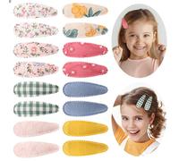 WLLHYF 16 Pieces Girls Toddler Floral Print Hair Clips Cloth Non-Slip Fabric Wrapped Metal Snap Hairpins Floral Design Hair Barrettes Accessories for Kids Baby Teens Girls Women