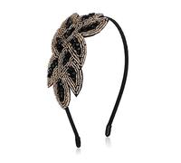 WLLHYF 1920s Headbands for Women Christmas Black Crystal Hairband Rhinestone Flapper Headpiece 20s Vintage Hair Valentines Accessory for Girls Costume Party (Black Gold)