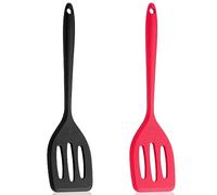 WLLHYF 2 Pack Small Silicone Turners Non Stick Slotted Kitchen Spatulas High Heat Resistant Cooking Utensils Ideal Cookware for Fish, Eggs, Pancakes