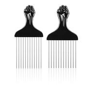 WLLHYF 2 Packs Metal Hair Comb and Rat Tail Combs - Wide Tooth Hair Picks for Styling and Braiding - Men and Women