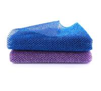 WLLHYF 2 Pcs African Exfoliating Net, Nylon Back Scrubbers Shower Wash Cloth Body Cleaning Spa Massage Bath Towel Deep Clean African Net Sponge for Women Men Shower (Blue Purple)