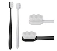 WLLHYF 2 PCS Extra Soft Micro Nano Toothbrush for Sensitive Gums, Soft Toothbrush with 10000 Soft Bristles Sterile Fiber Adult Toothbrush Painless Brushing for Teeth Oral Gum Recession, Black White a