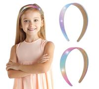 WLLHYF 2 Pcs Glitter Headbands for Girls, Fashion Cute Wide Head Bands Sparkle Colorful Gradient Hair Bands Princess Hair Accessories for Women Thick Hair
