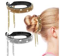 WLLHYF 2 Pcs Hair Bun Clip, Ponytail Hair Clips Rhinestone Tassel | Bun Cover, Glitter Claw Buns, Birds Nest Hair Clips, Vintage Hairpin Buckles Holder