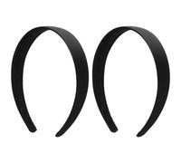 WLLHYF 2 PCS Satin Headband 1 Inch Black Fashion Hard Hairband Non Slip Plain Hair Band DIY Halloween Christmas Holiday Costume Hair Accessories for Women Girls