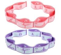WLLHYF 2 Pcs Yoga Stretching Strap Elastic Strap with Loops for Physical Multi-Loops Adjustable Exercise Bands Therapy Dance Yoga Pilates Gymnastics Flexible Pilates Stretch Band for Women Men